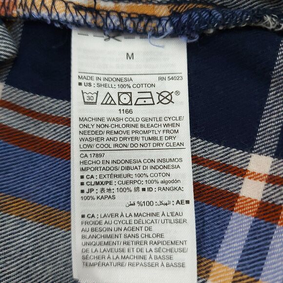 Old Navy The Boyfriend Shirt Womens Medium Blue Brown Plaid Button Long Sleeve - Picture 11 of 11